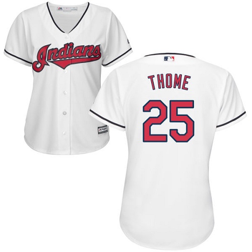 Women's Majestic Cleveland Indians #25 Jim Thome Replica White Home Cool Base MLB Jersey