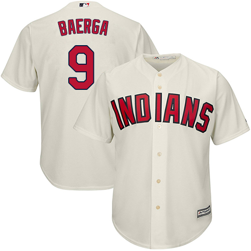 Youth Majestic Cleveland Indians #9 Carlos Baerga Authentic Cream Alternate 2 Cool Base MLB Jersey