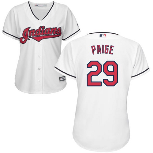 Women's Majestic Cleveland Indians #29 Satchel Paige Authentic White Home Cool Base MLB Jersey