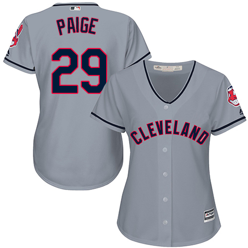 Women's Majestic Cleveland Indians #29 Satchel Paige Authentic Grey Road Cool Base MLB Jersey