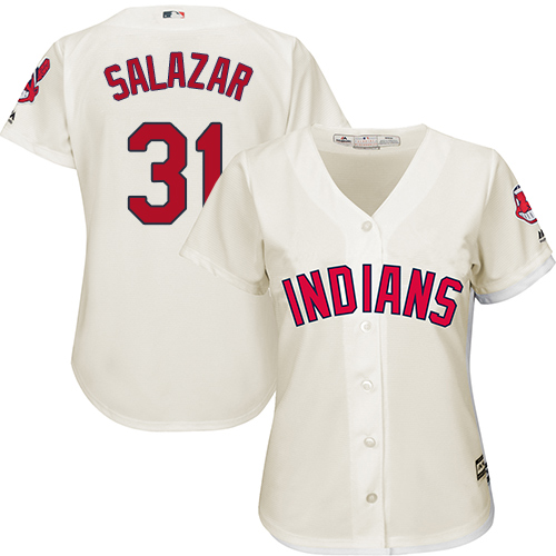 Women's Majestic Cleveland Indians #31 Danny Salazar Replica Cream Alternate 2 Cool Base MLB Jersey
