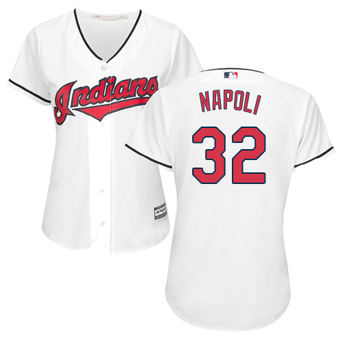 Women's Majestic Cleveland Indians #41 Carlos Santana Replica White Home Cool Base MLB Jersey