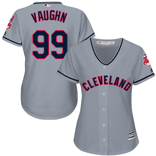 Women's Majestic Cleveland Indians #99 Ricky Vaughn Replica Grey Road Cool Base MLB Jersey