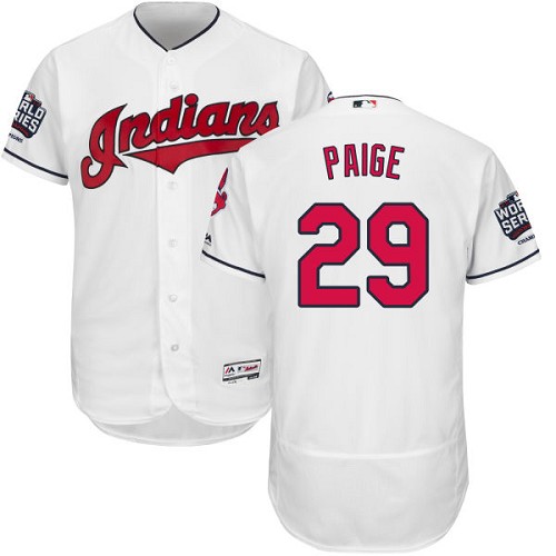 Men's Majestic Cleveland Indians #29 Satchel Paige White 2016 World Series Bound Flexbase Authentic Collection MLB Jersey