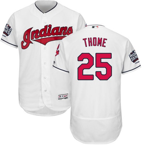 Men's Majestic Cleveland Indians #25 Jim Thome White 2016 World Series Bound Flexbase Authentic Collection MLB Jersey