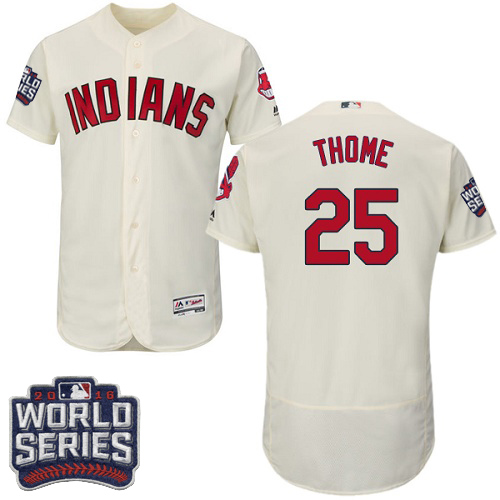Men's Majestic Cleveland Indians #25 Jim Thome Cream 2016 World Series Bound Flexbase Authentic Collection MLB Jersey