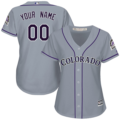 Women's Majestic Colorado Rockies Customized Authentic Grey Road Cool Base MLB Jersey