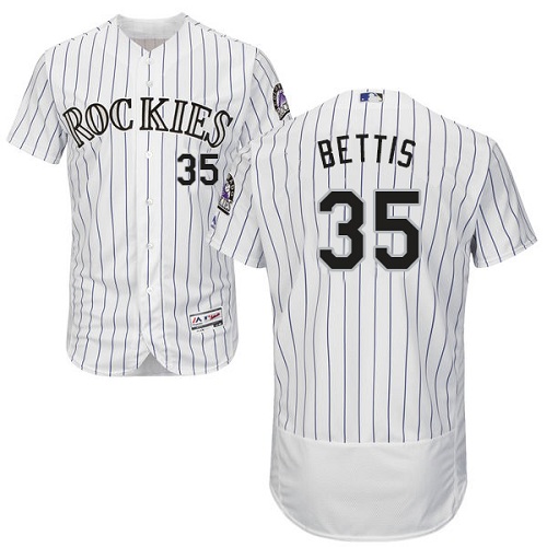 Men's Majestic Colorado Rockies #35 Chad Bettis White Flexbase Authentic Collection MLB Jersey