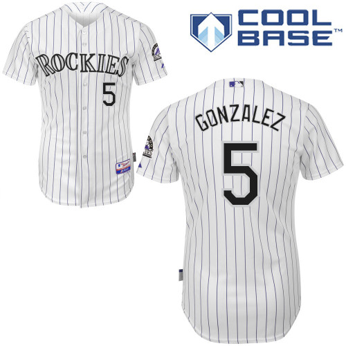 Men's Majestic Colorado Rockies #5 Carlos Gonzalez Replica White Home Cool Base MLB Jersey