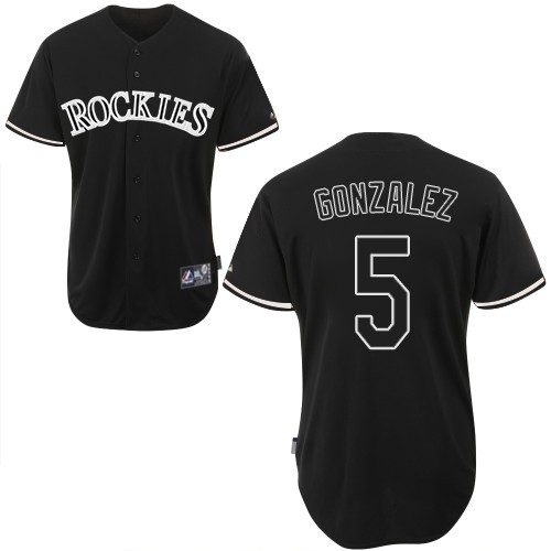 Men's Majestic Colorado Rockies #5 Carlos Gonzalez Authentic Black Fashion MLB Jersey