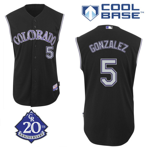 Men's Majestic Colorado Rockies #5 Carlos Gonzalez Authentic Black Vest Style MLB Jersey