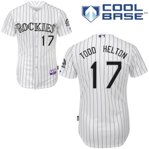 Men's Majestic Colorado Rockies #17 Todd Helton Replica White Home Cool Base MLB Jersey