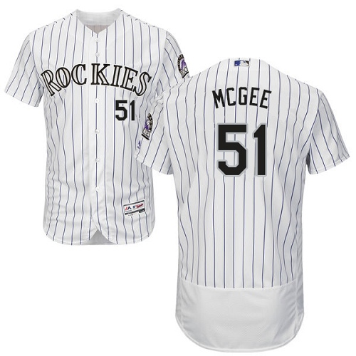 Men's Majestic Colorado Rockies #51 Jake McGee Authentic White Home Cool Base MLB Jersey
