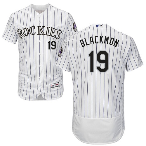 Men's Majestic Colorado Rockies #19 Charlie Blackmon Authentic White Home Cool Base MLB Jersey