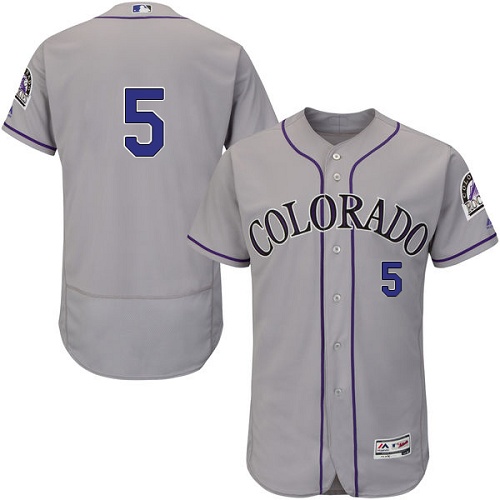 Men's Majestic Colorado Rockies #5 Carlos Gonzalez Grey Flexbase Authentic Collection MLB Jersey