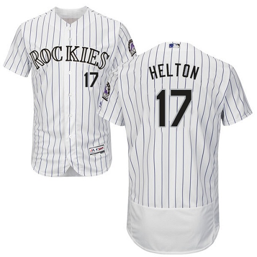 Men's Majestic Colorado Rockies #17 Todd Helton White Flexbase Authentic Collection MLB Jersey