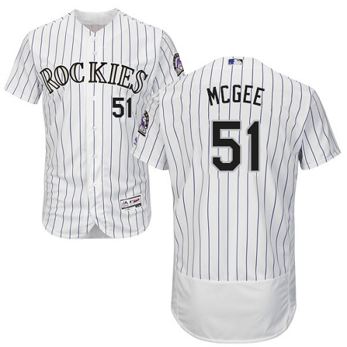 Men's Majestic Colorado Rockies #51 Jake McGee White Flexbase Authentic Collection MLB Jersey