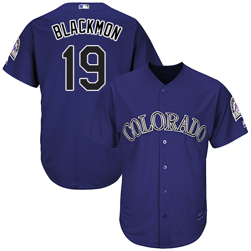 Youth Majestic Colorado Rockies #19 Charlie Blackmon Authentic Purple Alternate 1 Cool Base MLB Jersey