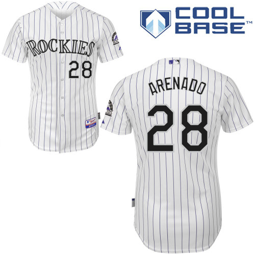 Youth Majestic Colorado Rockies #28 Nolan Arenado Authentic White Home Cool Base MLB Jersey