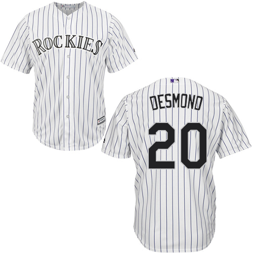 Youth Majestic Colorado Rockies #20 Ian Desmond Authentic White Home Cool Base MLB Jersey