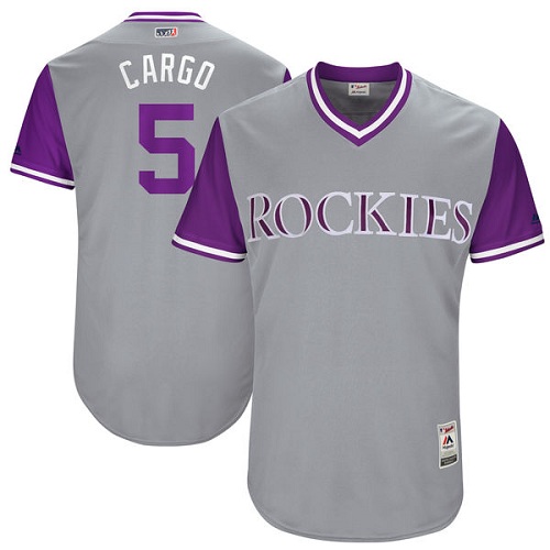 Men's Majestic Colorado Rockies #5 Carlos Gonzalez "Cargo" Authentic Gray 2017 Players Weekend MLB Jersey
