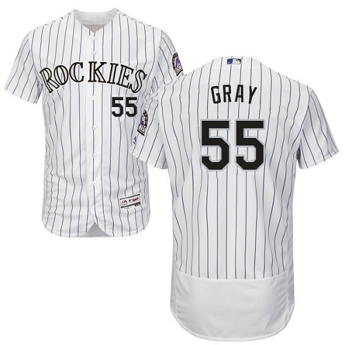 Men's Majestic Colorado Rockies #55 Jon Gray White Flexbase Authentic Collection MLB Jersey