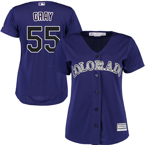Women's Majestic Colorado Rockies #55 Jon Gray Authentic Purple Alternate 1 Cool Base MLB Jersey