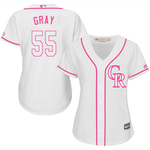 Women's Majestic Colorado Rockies #55 Jon Gray Authentic White Fashion Cool Base MLB Jersey