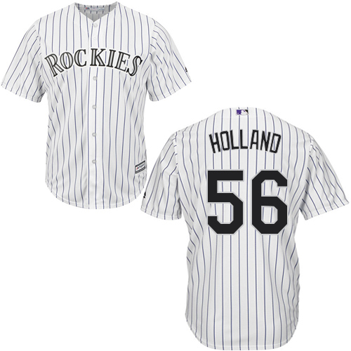 Youth Majestic Colorado Rockies #56 Greg Holland Replica White Home Cool Base MLB Jersey