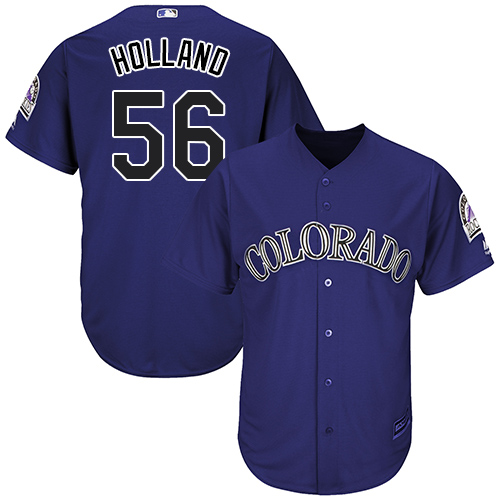 Youth Majestic Colorado Rockies #56 Greg Holland Authentic Purple Alternate 1 Cool Base MLB Jersey