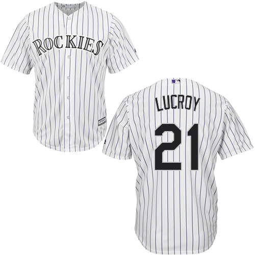Youth Majestic Colorado Rockies #21 Jonathan Lucroy Authentic White Home Cool Base MLB Jersey