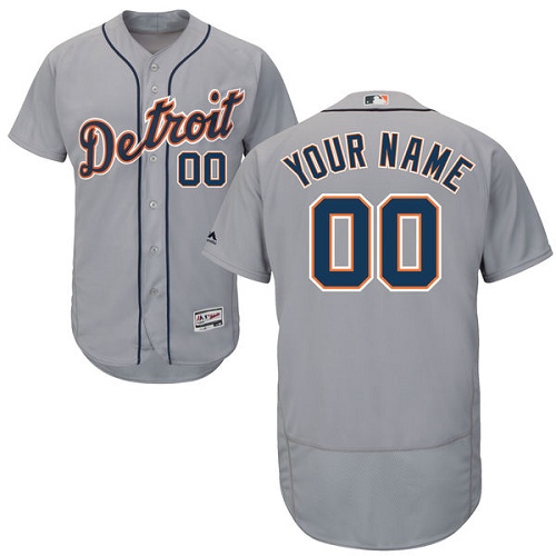Men's Majestic Detroit Tigers Customized Authentic Grey Road Cool Base MLB Jersey