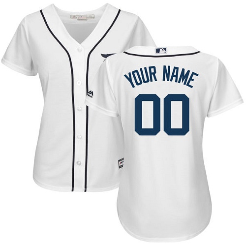 Women's Majestic Detroit Tigers Customized Authentic White Home Cool Base MLB Jersey
