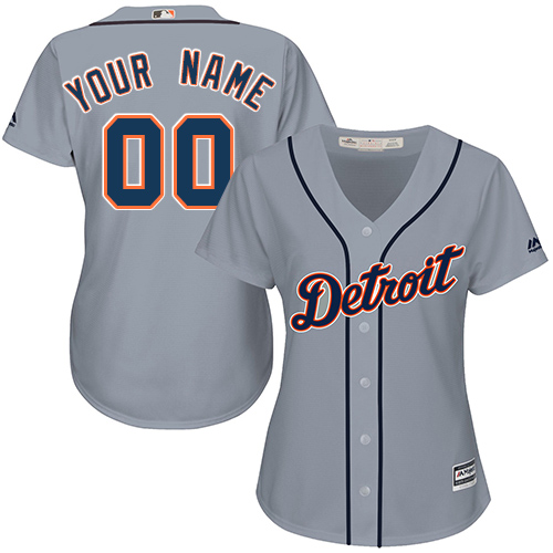 Women's Majestic Detroit Tigers Customized Authentic Grey Road Cool Base MLB Jersey