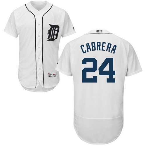 Men's Majestic Detroit Tigers #24 Miguel Cabrera Authentic White Home Cool Base MLB Jersey