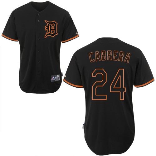 Men's Majestic Detroit Tigers #24 Miguel Cabrera Replica Black Fashion MLB Jersey