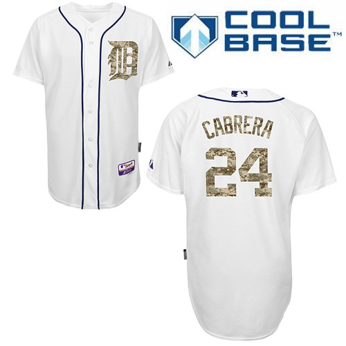 Men's Majestic Detroit Tigers #24 Miguel Cabrera Authentic White USMC Cool Base MLB Jersey