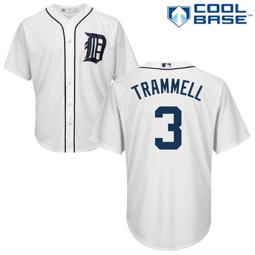 Men's Majestic Detroit Tigers #3 Alan Trammell Replica White Home Cool Base MLB Jersey