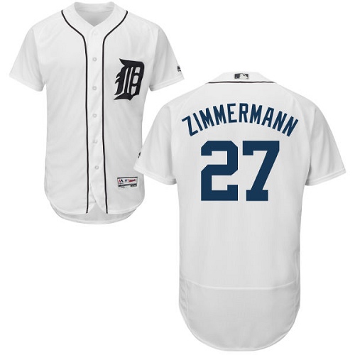 Men's Majestic Detroit Tigers #27 Jordan Zimmermann Authentic White Home Cool Base MLB Jersey
