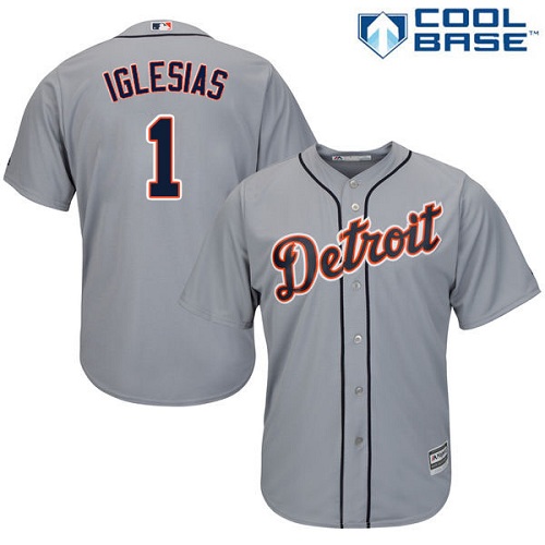 Youth Majestic Detroit Tigers #1 Jose Iglesias Authentic Grey Road Cool Base MLB Jersey