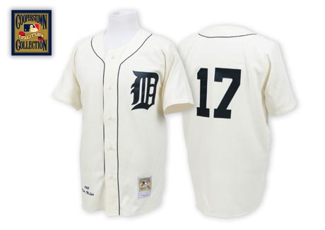 Men's Mitchell and Ness Detroit Tigers #17 Denny McLain Authentic White Throwback MLB Jersey