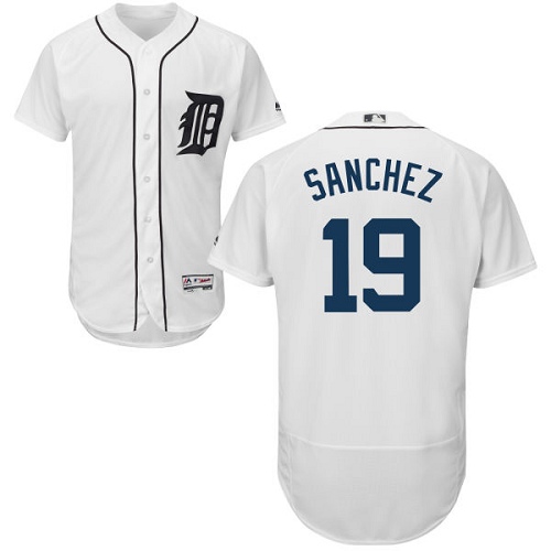 Men's Majestic Detroit Tigers #19 Anibal Sanchez Authentic White Home Cool Base MLB Jersey