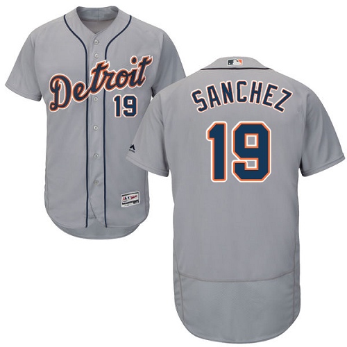 Men's Majestic Detroit Tigers #19 Anibal Sanchez Authentic Grey Road Cool Base MLB Jersey