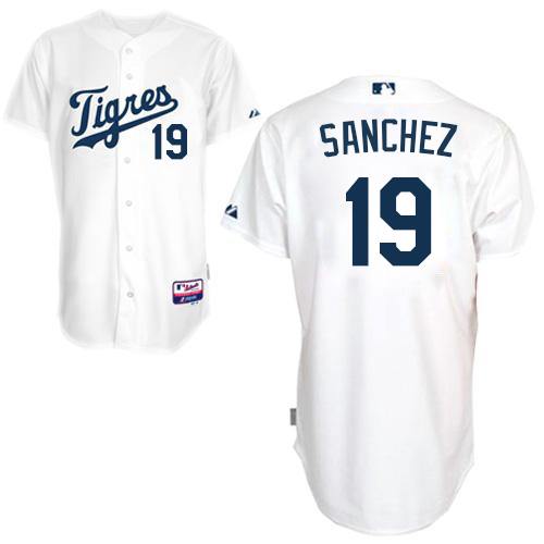 Men's Majestic Detroit Tigers #19 Anibal Sanchez Replica White "Los Tigres" MLB Jersey