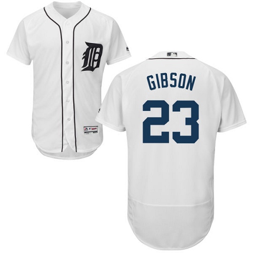 Men's Majestic Detroit Tigers #23 Kirk Gibson Authentic White Home Cool Base MLB Jersey