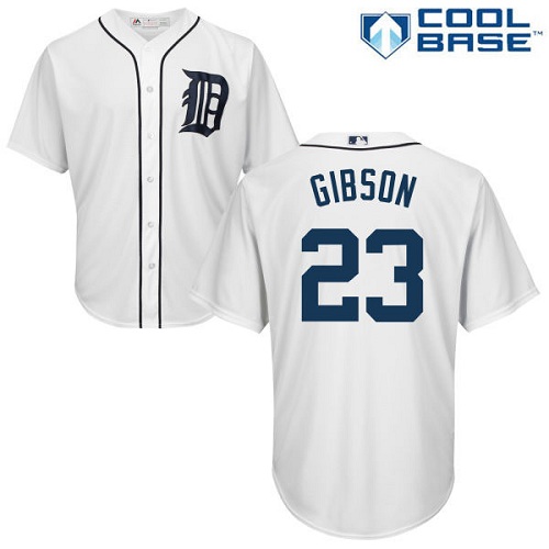 Men's Majestic Detroit Tigers #23 Kirk Gibson Replica White Home Cool Base MLB Jersey