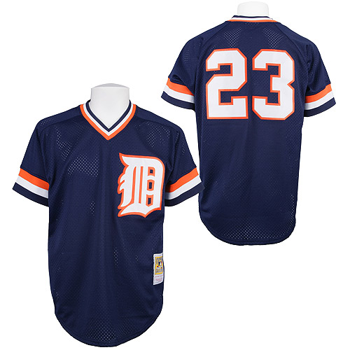 Men's Mitchell and Ness Detroit Tigers #23 Kirk Gibson Authentic Blue Throwback MLB Jersey