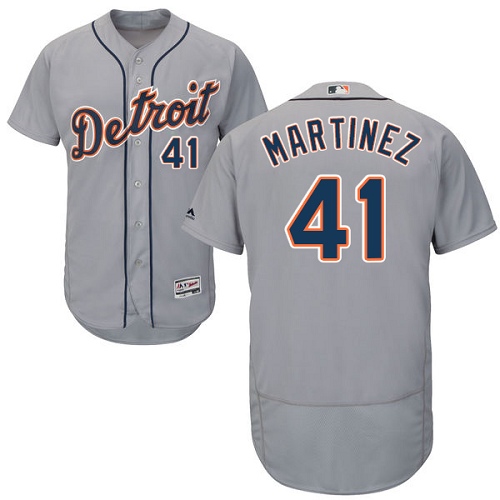 Men's Majestic Detroit Tigers #41 Victor Martinez Authentic Grey Road Cool Base MLB Jersey