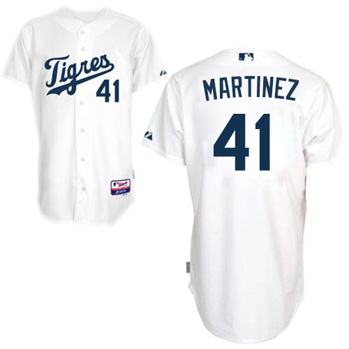 Men's Majestic Detroit Tigers #41 Victor Martinez Replica White "Los Tigres" MLB Jersey