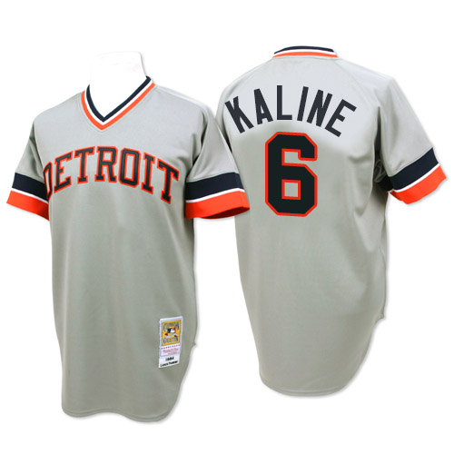 Men's Mitchell and Ness 1984 Detroit Tigers #6 Al Kaline Authentic Grey Throwback MLB Jersey